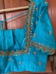Hand Embroidered Raw Silk Blouse: Zardosi Maggam Saree Blouse