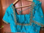 Hand Embroidered Raw Silk Blouse: Zardosi Maggam Saree Blouse