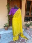 Yellow Tissue Silk Saree: Embroidered Banarasi Blouse, USA