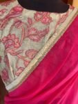 Saree with stitched blouse/ saree with embroidery blouse /Kalamkari blouse/georgette silk saree ready blouse/cocktail saree/modern saree usa