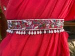 Ruffle saree with blouse/ peach ruffle saree with stitched blouse/ saree belt with blouse / silk ruffle saree / saree with belt / belt sari