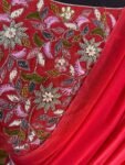 Ruffle saree with blouse/ peach ruffle saree with stitched blouse/ saree belt with blouse / silk ruffle saree / saree with belt / belt sari