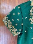 pure silk hand embroidery blouse / saree maggam blouse/ raw silk zardosi blouse / hand embroidered blouse / green ready made blouse zardosi