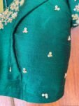 pure silk hand embroidery blouse / saree maggam blouse/ raw silk zardosi blouse / hand embroidered blouse / green ready made blouse zardosi
