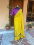 Yellow Tissue Silk Saree: Embroidered Banarasi Blouse, USA