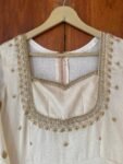 Anarkali usa / maggam anarkali/ pure Raw silk dress with dupatta /Hand embroidery anarkali / voggish / pure silk dress/ cream beige Anarkali