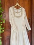 Anarkali usa / maggam anarkali/ pure Raw silk dress with dupatta /Hand embroidery anarkali / voggish / pure silk dress/ cream beige Anarkali