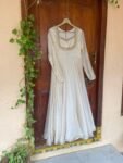 Anarkali usa / maggam anarkali/ pure Raw silk dress with dupatta /Hand embroidery anarkali / voggish / pure silk dress/ cream beige Anarkali
