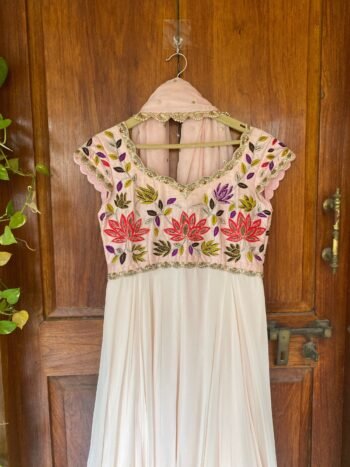 Anarkali usa/anarkali kurta with dupatta /pink full sleeve dress/hand embroidery anarkali with pant and dupatta /peach pink anarkali dress