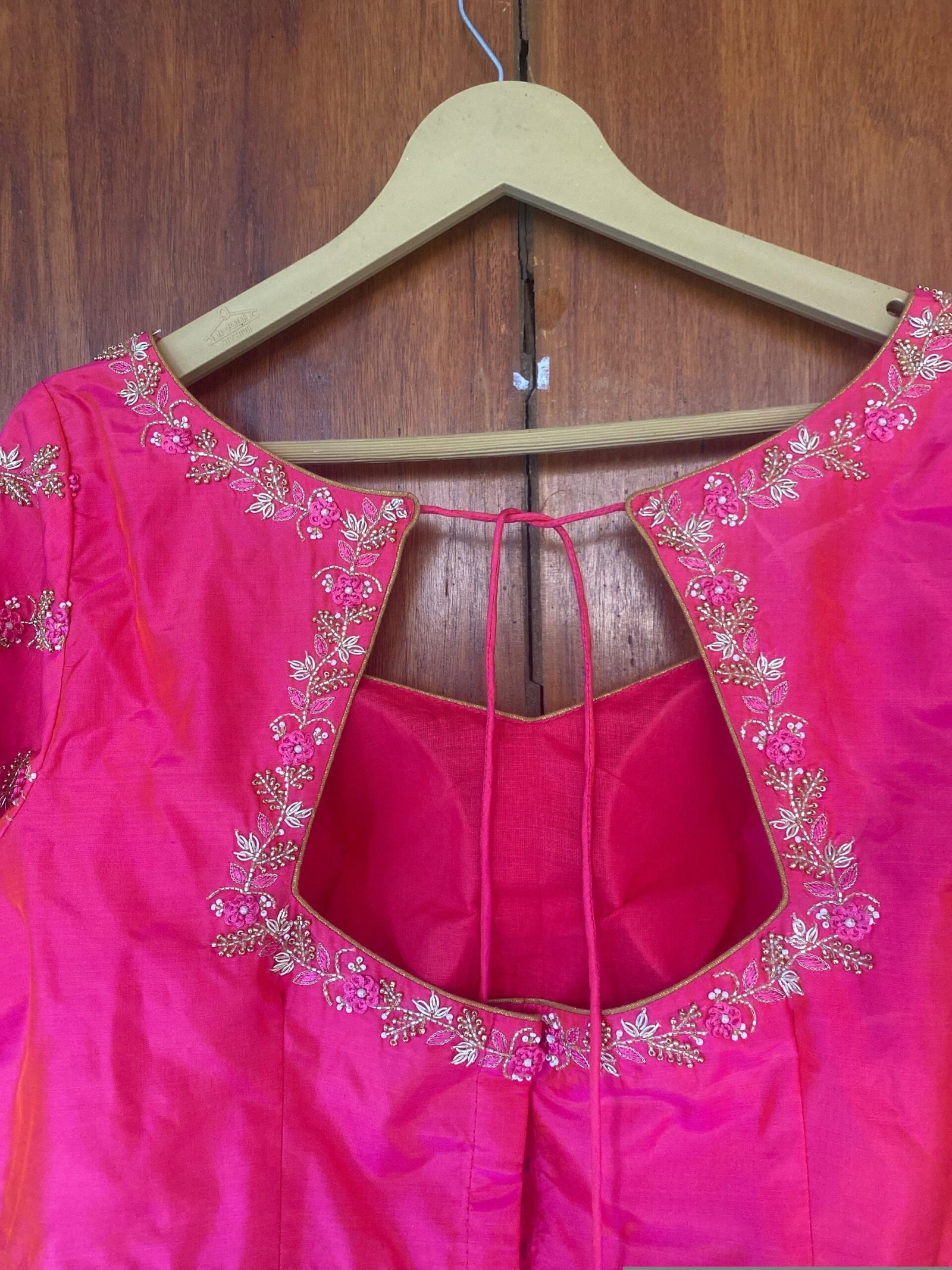 Pink pure silk hand embroidery blouse/readymade maggam blouse/pink saree blouse/ hand embroidered blouse /ready made handmade blouse zardosi