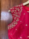 pure silk hand embroidery blouse /red maggam blouse /red raw silk zardosi blouse / hand embroidered blouse/red sleeveless ready made blouse