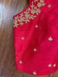 pure silk hand embroidery blouse /red maggam blouse /red raw silk zardosi blouse / hand embroidered blouse/red sleeveless ready made blouse