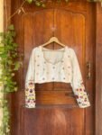pure silk hand embroidery blouse /cream maggam blouse /raw silk zardosi blouse / multicolor chand embroidered blouse/ ready handmade blouse