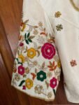 pure silk hand embroidery blouse /cream maggam blouse /raw silk zardosi blouse / multicolor chand embroidered blouse/ready handwork blouse