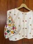 pure silk hand embroidery blouse /cream maggam blouse /raw silk zardosi blouse / multicolor chand embroidered blouse/ready handwork blouse