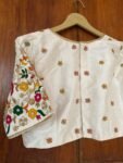 pure silk hand embroidery blouse /cream maggam blouse /raw silk zardosi blouse / multicolor chand embroidered blouse/ready handwork blouse