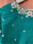 pure silk hand embroidery blouse / saree maggam blouse/ raw silk zardosi blouse / hand embroidered blouse / green ready made blouse zardosi