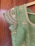 Pure silk hand embroidery blouse/saree maggam blouse /light green saree blouse/hand embroidered blouse/pista green ready made blouse zardosi