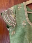 Pure silk hand embroidery blouse/saree maggam blouse /light green saree blouse/hand embroidered blouse/pista green ready made blouse zardosi