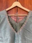 Green ruffle sleeve hand embroidery blouse/ saree maggam blouse/frill saree blouse/ v neck hand embroidered blouse/ready made blouse zardosi