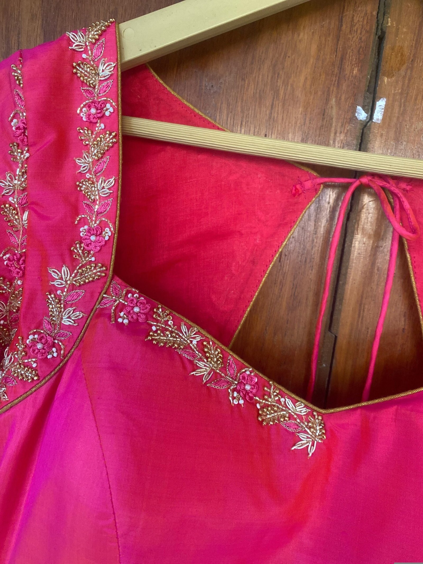 Pink pure silk hand embroidery blouse/readymade maggam blouse/pink saree blouse/ hand embroidered blouse /ready made handmade blouse zardosi