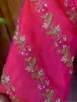 Pink pure silk hand embroidery blouse/readymade maggam blouse/pink saree blouse/ hand embroidered blouse /ready made handmade blouse zardosi