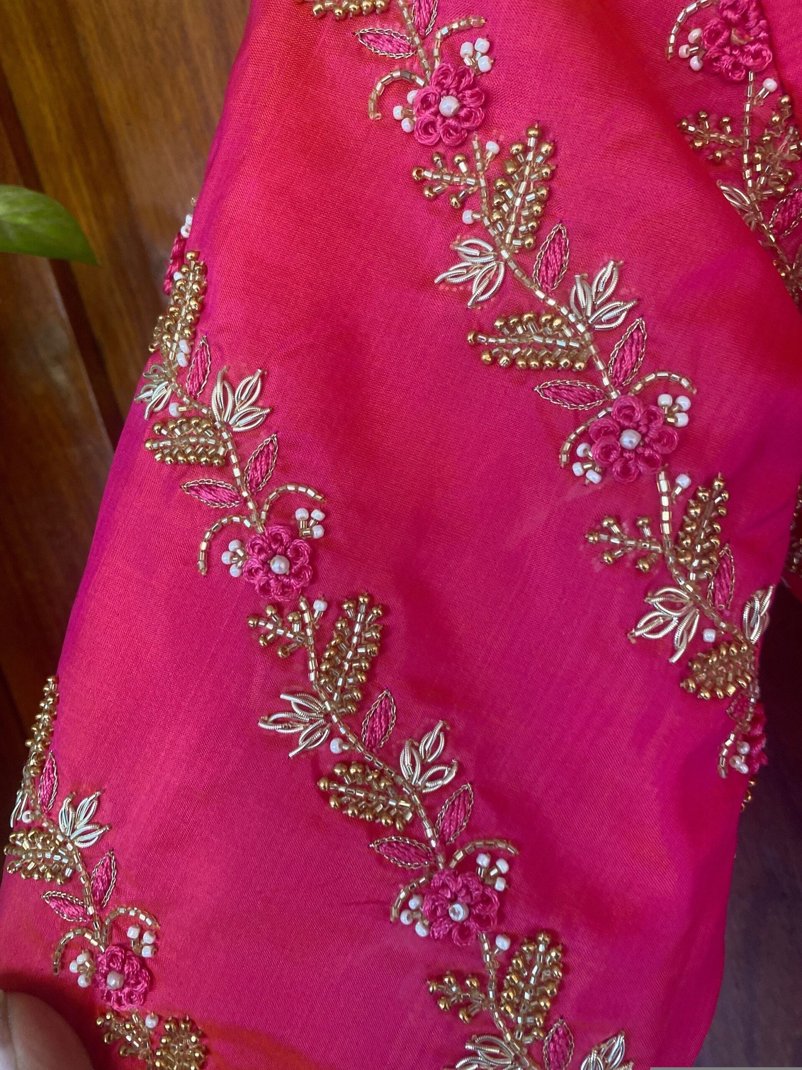 Pink pure silk hand embroidery blouse/readymade maggam blouse/pink saree blouse/ hand embroidered blouse /ready made handmade blouse zardosi
