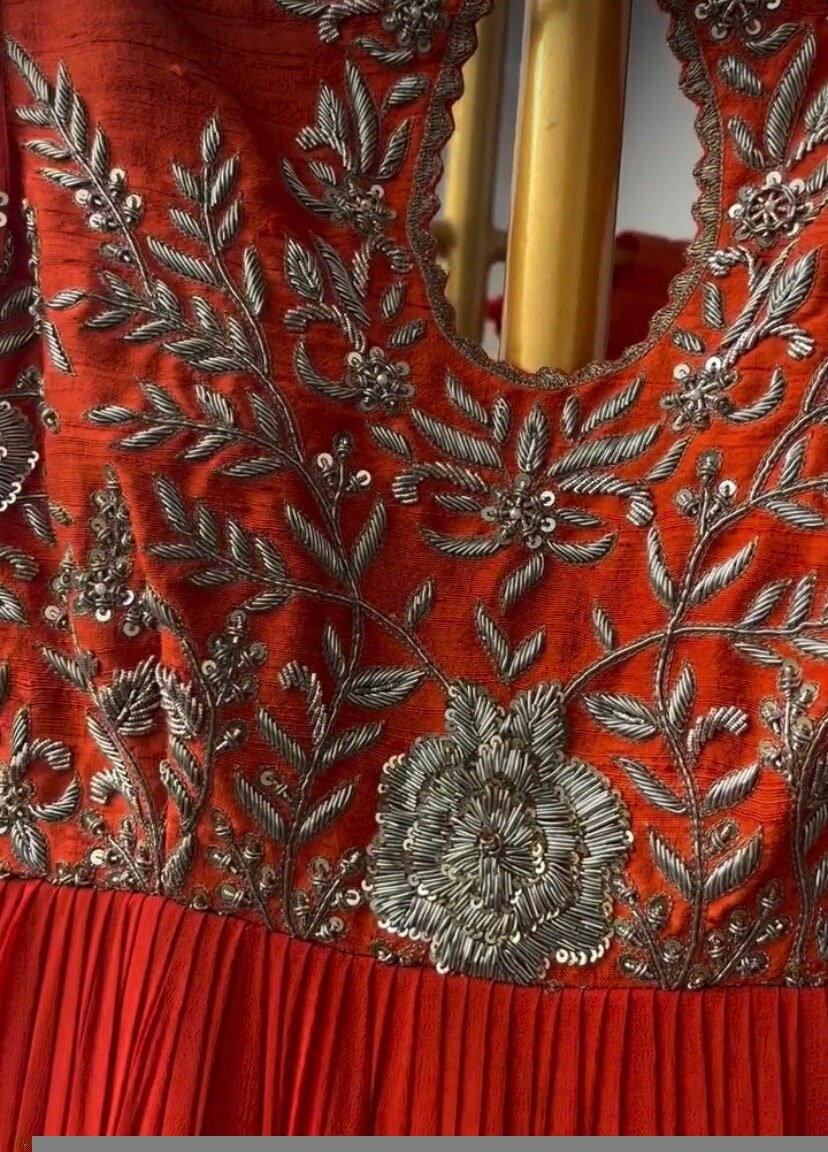 Orange Anarkali suit usa/anarkali red kurta full sleeve/ orange full sleeve anarkali/red dress anarkali/Indian dresses/orange red anarkali