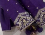 pure silk purple hand embroidery blouse /saree maggam blouse/pure raw silk zardosi blouse /hand embroidered blouse/purple ready made blouse