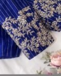 pure silk blue hand embroidery blouse /saree maggam blouse/pure raw silk bridal blouse/hand embroidered blouse/blue heavy ready made blouse