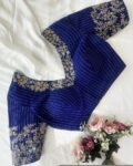 pure silk blue hand embroidery blouse /saree maggam blouse/pure raw silk bridal blouse/hand embroidered blouse/blue heavy ready made blouse