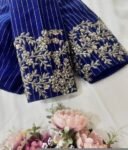 pure silk blue hand embroidery blouse /saree maggam blouse/pure raw silk bridal blouse/hand embroidered blouse/blue heavy ready made blouse