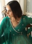 Hand embroidered Anarkali with pants /anarkali suit set /anarkali dupatta USA/Indian dresses/green wrap kurta with Polazzo/kurta with pants