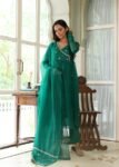 Hand embroidered Anarkali with pants /anarkali suit set /anarkali dupatta USA/Indian dresses/green wrap kurta with Polazzo/kurta with pants