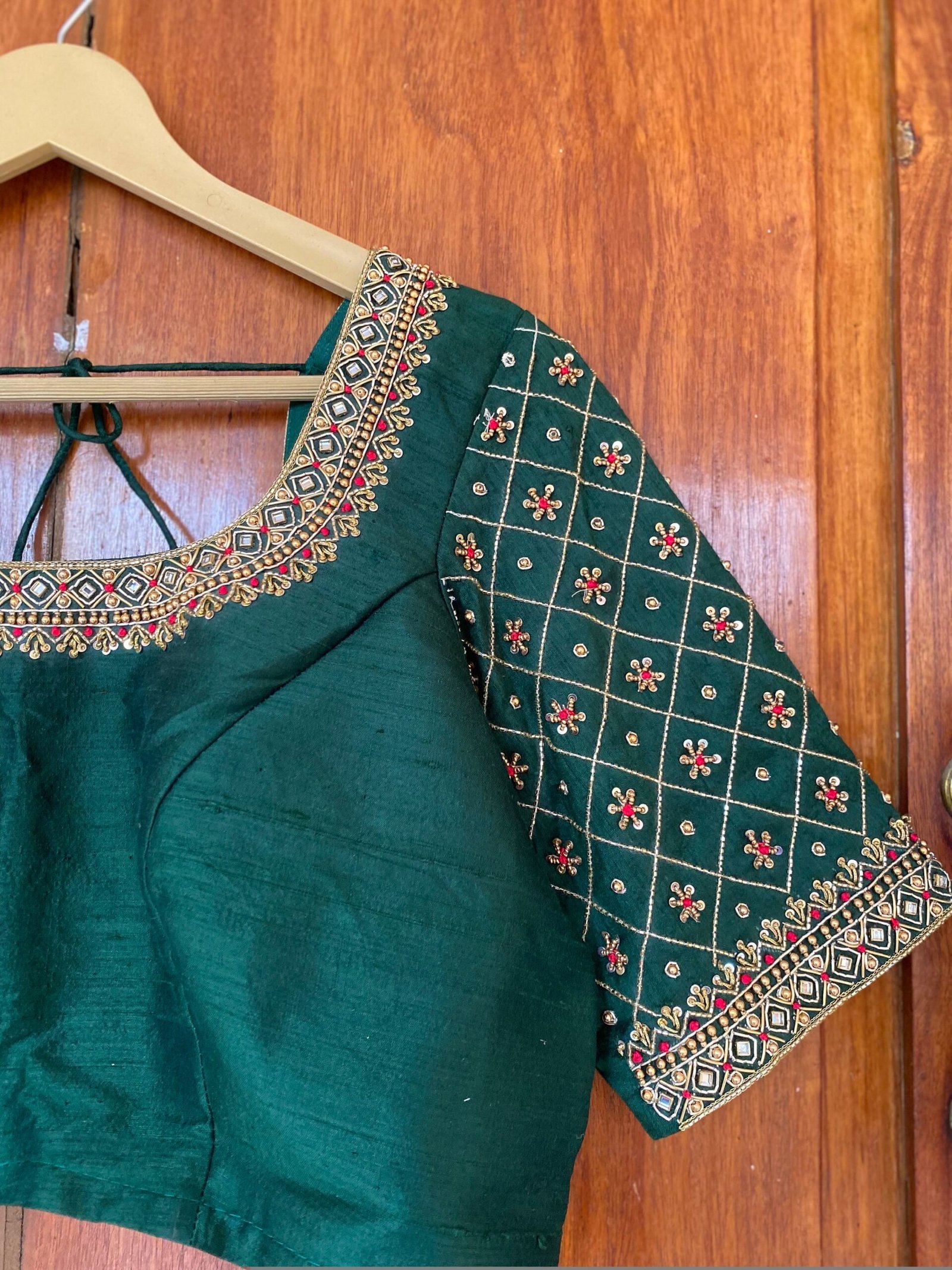 pure silk hand embroidery blouse/saree maggam blouse/green zardosi blouse/hand embroidered blouse/dark green ready made blouse zardosi usa