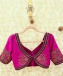 pure silk hand embroidery blouse /modern saree maggam blouse/pink zardosi blouse / hand embroidered blouse/pink ready made blouse zardosi