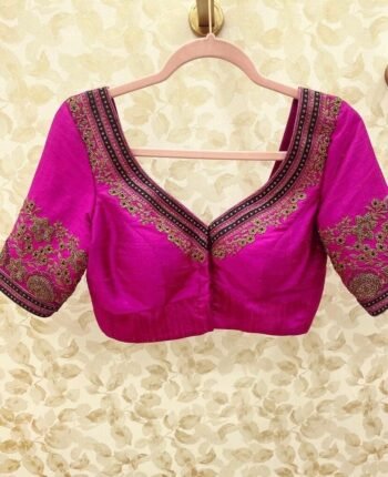pure silk hand embroidery blouse /modern saree maggam blouse/pink zardosi blouse / hand embroidered blouse/pink ready made blouse zardosi