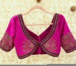 pure silk hand embroidery blouse /modern saree maggam blouse/pink zardosi blouse / hand embroidered blouse/pink ready made blouse zardosi