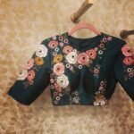 pure silk green multicolor hand embroidery blouse/saree maggam blouse/ raw silk zardosi blouse /hand embroidered blouse / ready made blouse