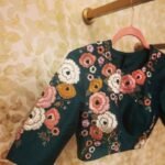 pure silk green multicolor hand embroidery blouse/saree maggam blouse/ raw silk zardosi blouse /hand embroidered blouse / ready made blouse