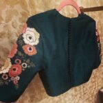 pure silk green multicolor hand embroidery blouse/saree maggam blouse/ raw silk zardosi blouse /hand embroidered blouse / ready made blouse