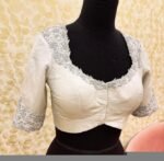 pure silk hand embroidery blouse /modern saree maggam blouse/cream zardosi blouse / hand embroidered blouse/off white ready made blouse