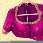 pure silk hand embroidery blouse /modern saree maggam blouse/magenta pink zardosi blouse/purple hand embroidered blouse/ready made blouse