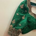 pure silk heavy hand embroidery blouse /bridal green maggam blouse/green zardosi blouse/hand embroidered blouse/green wedding ready blouse