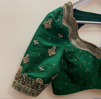 pure silk heavy hand embroidery blouse /bridal green maggam blouse/green zardosi blouse/hand embroidered blouse/green wedding ready blouse