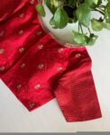 pure silk red hand embroidery blouse/saree maggam blouse/red raw silk zardosi blouse/hand embroidered blouse/ready made red checks blouseUsa