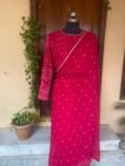 Pink georgette silk saree with hand embroidered blouse/pink saree with full sleeve handwork blouse|sarees USA |pink silk saree/designer sare