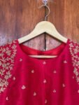 pure silk hand embroidery blouse /red maggam blouse /red raw silk zardosi blouse / hand embroidered blouse/red sleeveless ready made blouse