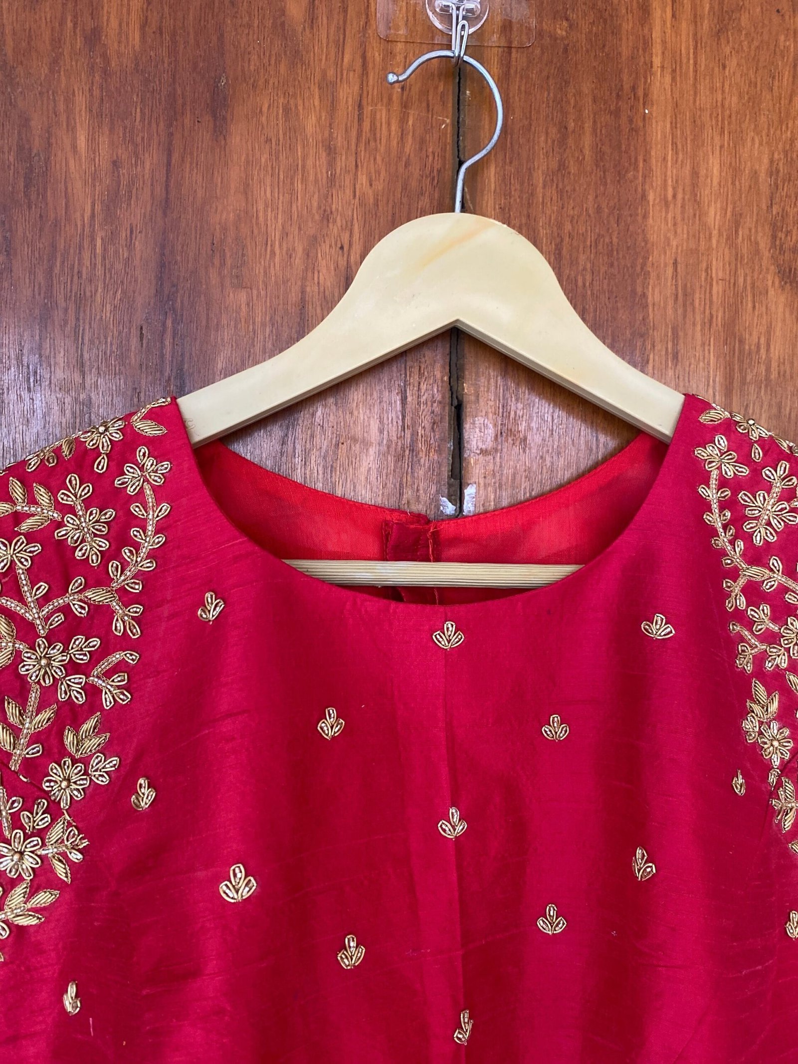 pure silk hand embroidery blouse /red maggam blouse /red raw silk zardosi blouse / hand embroidered blouse/red sleeveless ready made blouse