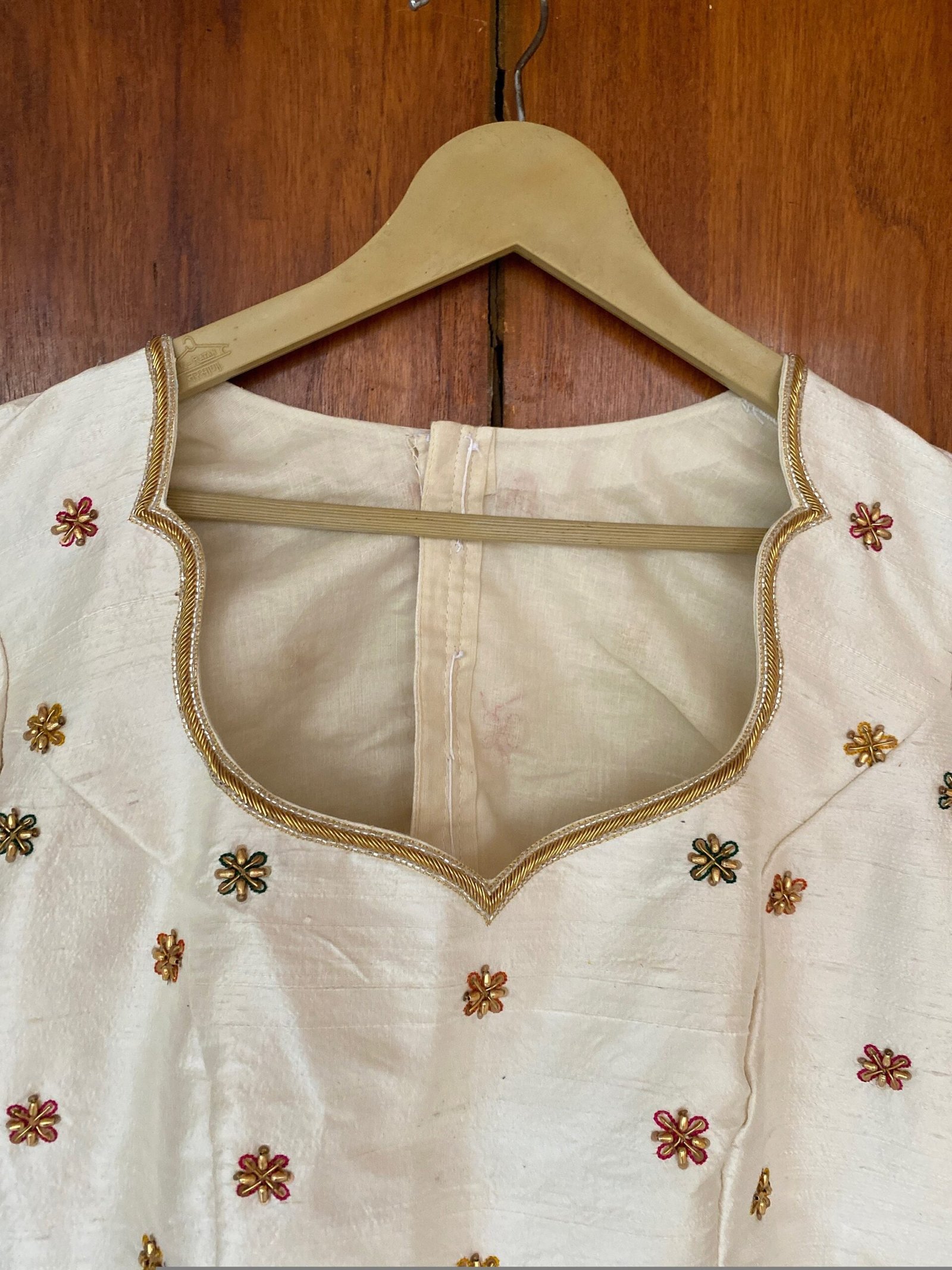 pure silk hand embroidery blouse /cream maggam blouse /raw silk zardosi blouse / multicolor chand embroidered blouse/ready handwork blouse